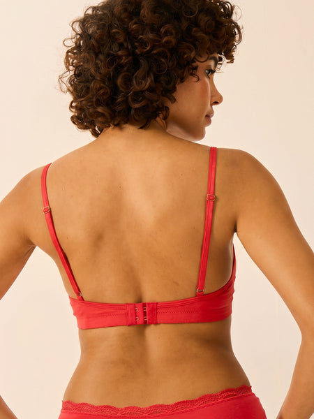 Lace Plunge Bra - Hibiscus