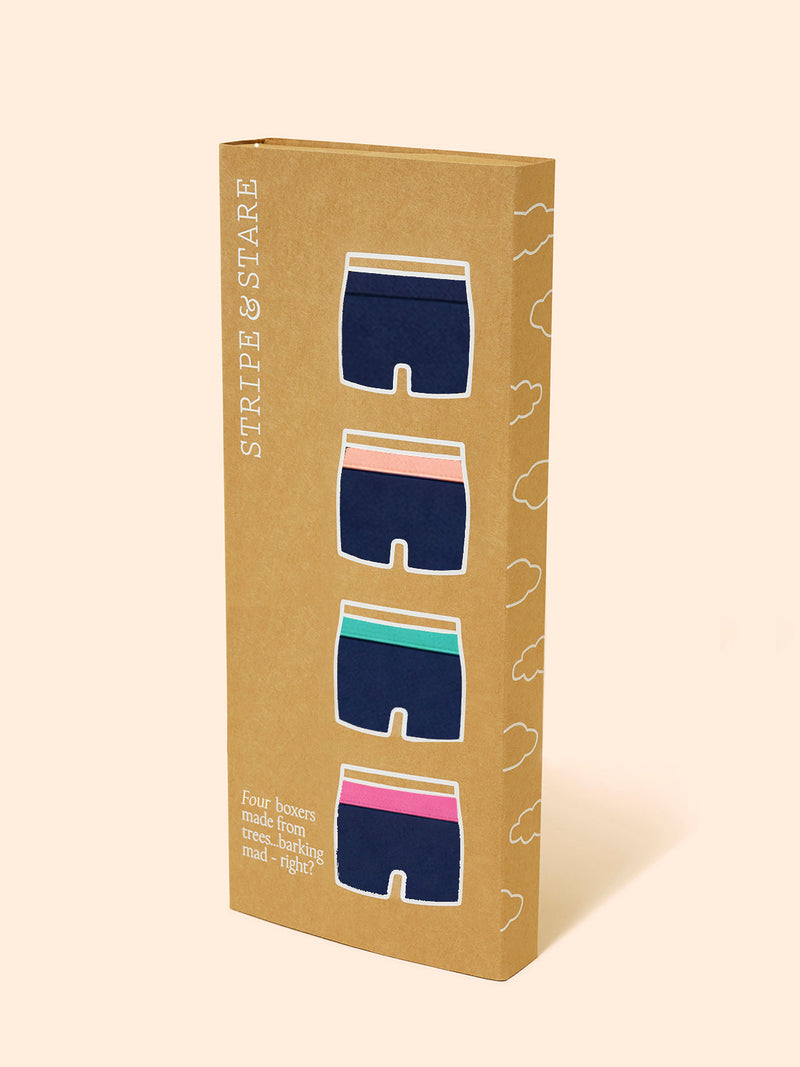 Men's Boxer Four Pack - Navy Contrasts