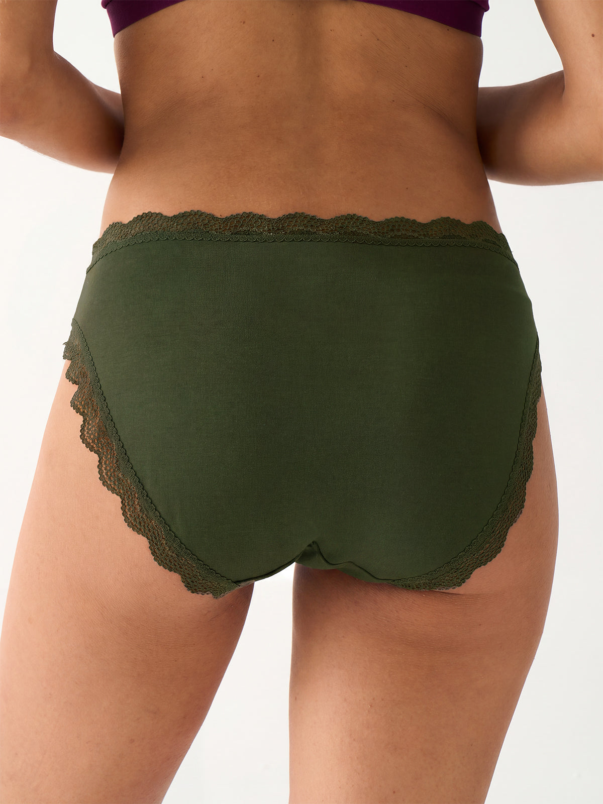 Mid Rise High Leg Brief Four Pack - Black Cherry & Olive