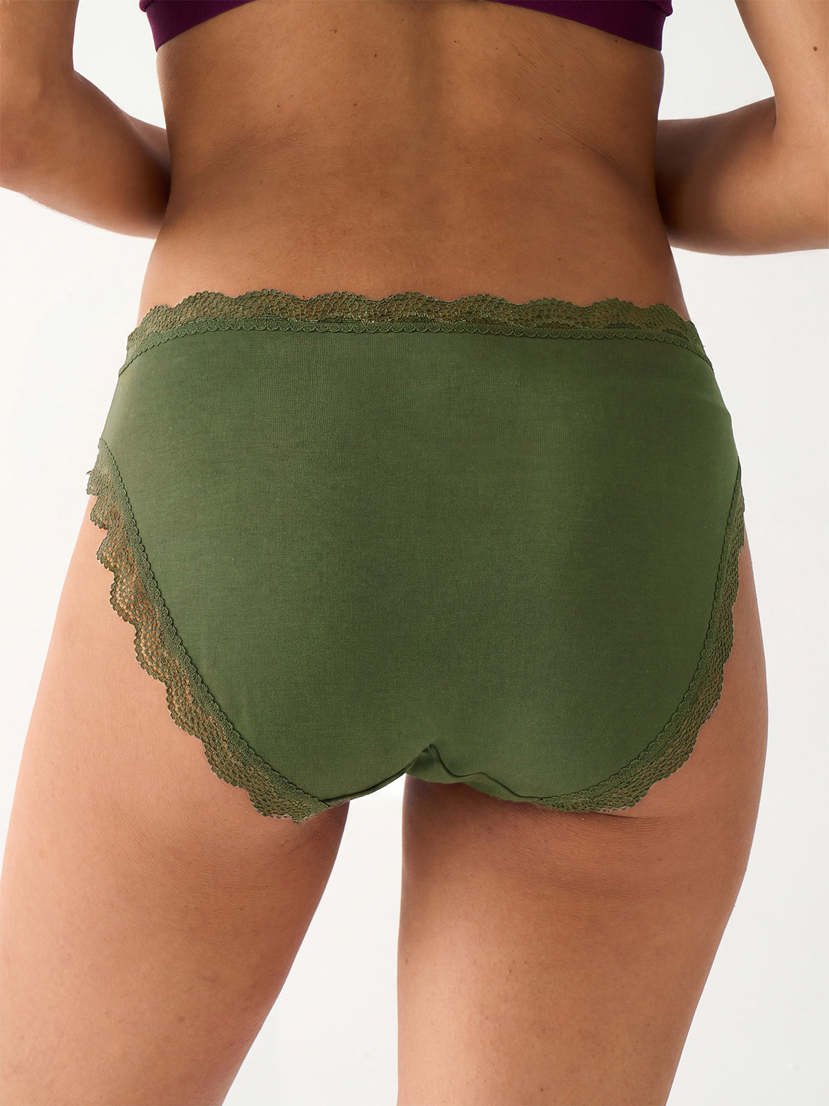 Mid Rise High Leg Brief Four Pack - Black Cherry & Olive