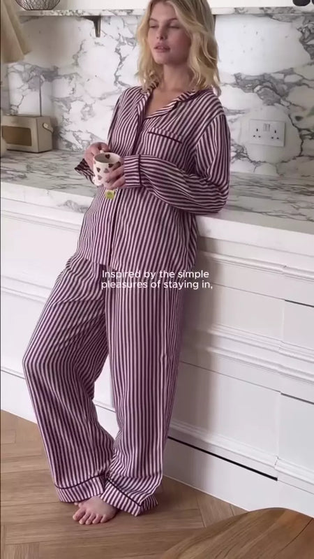 Soft Brushed Woven Pajama Bottoms - Black Cherry