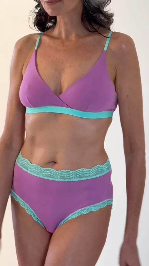 Crossover Bra - Sweet Violet & Peppermint