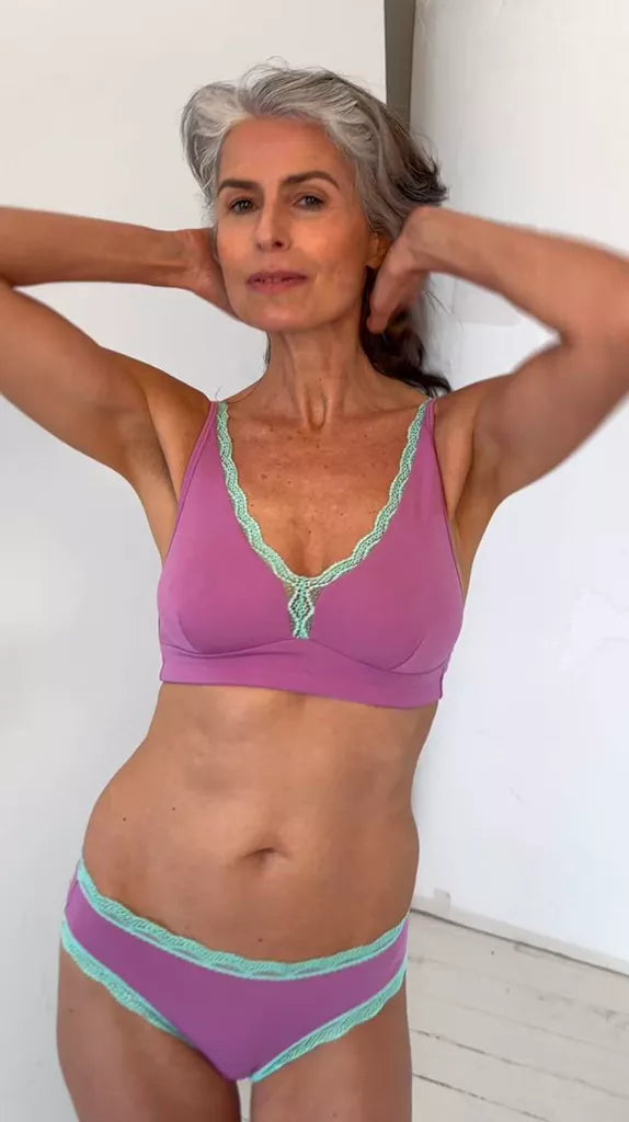 Lace Plunge Bra - Sweet Violet & Peppermint