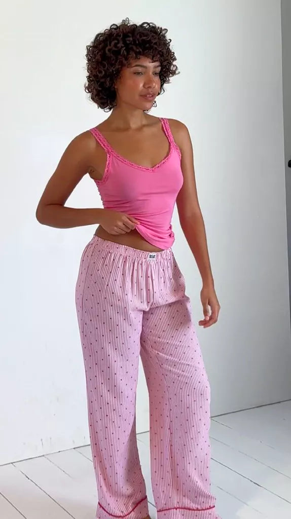 Soft Brushed Woven Pajama Bottoms - Hearts
