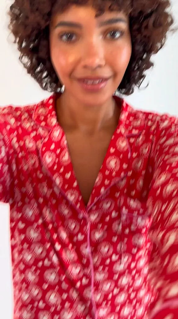 Long Pajama Set - Hearts on Fire