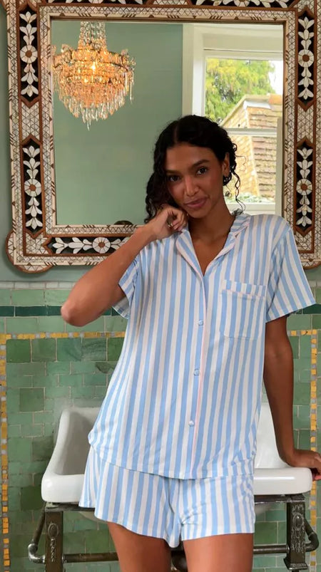 Short Pajama Set - Serenity Stripe