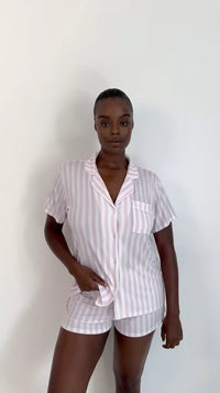 Short Pajama Set - Pale Pink Stripe