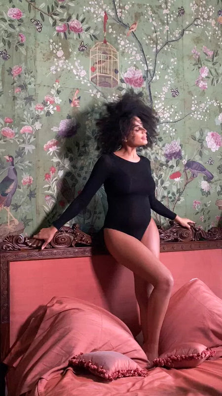 Long Sleeved Bodysuit - Black Charming Garment Enterprises Co