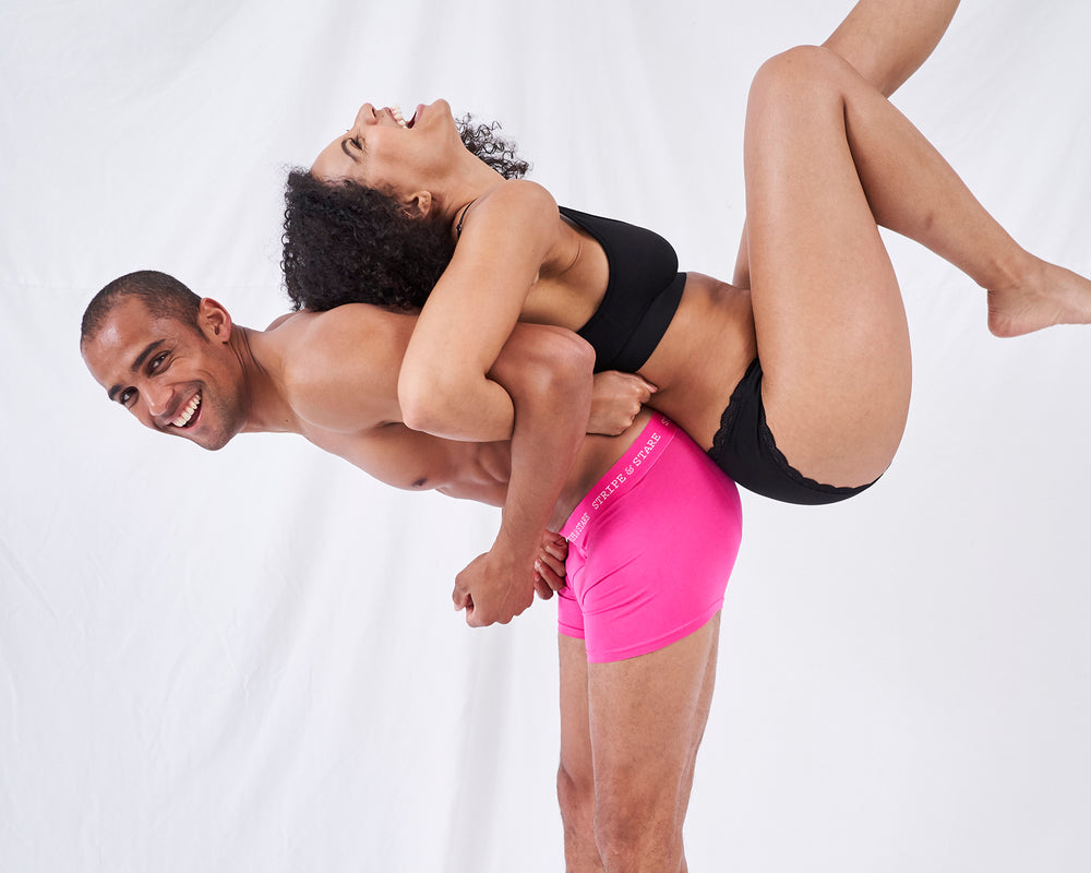 A couple messing around in a studio