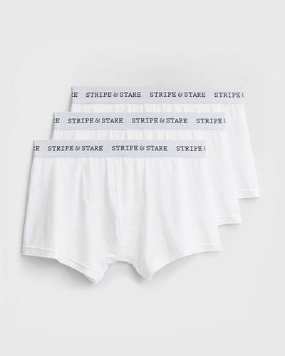 Unisex Boxer Three Pack - White  Sustainable TENCEL™ Boxer Briefs – Stripe  & Stare USA