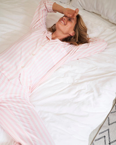 Long Pajama Set - Pale Pink Stripe Stripe & Stare