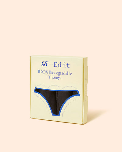 Biodegradable B-Edit Thong Four Pack - Black Stripe & Stare