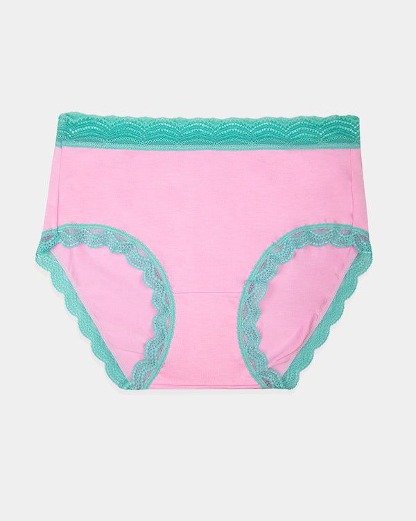 High Rise Brief - Candyfloss and Neon Mint Stripe & Stare