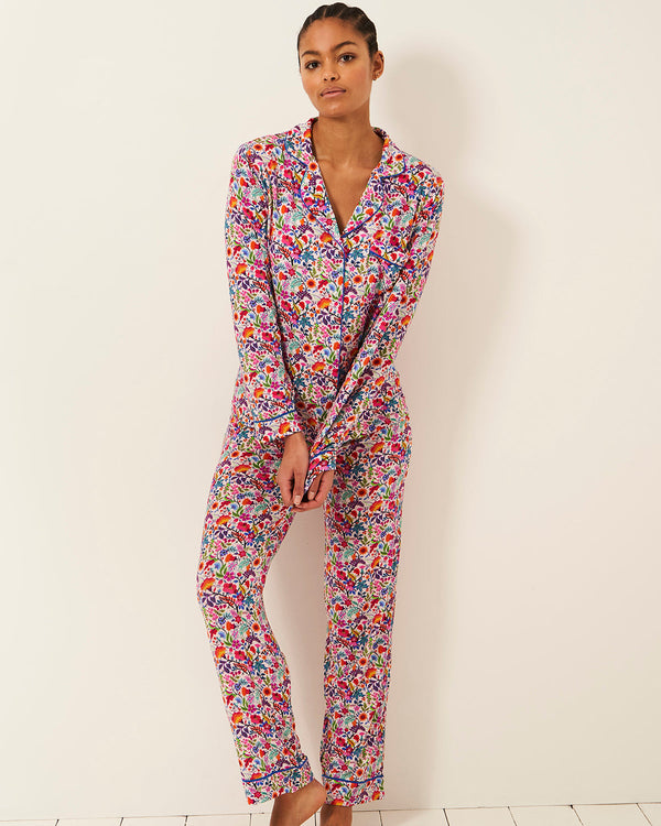 Long Pajama Set - Secret Garden Stripe & Stare