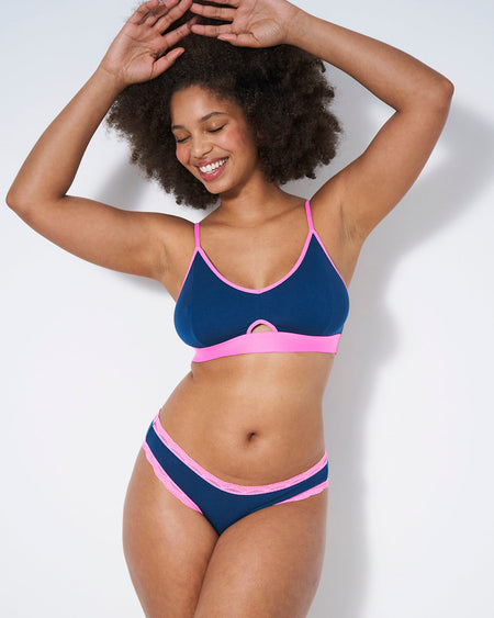 Cut Out Bralette - Midnight Neon Pink Charming Garment Enterprises Co