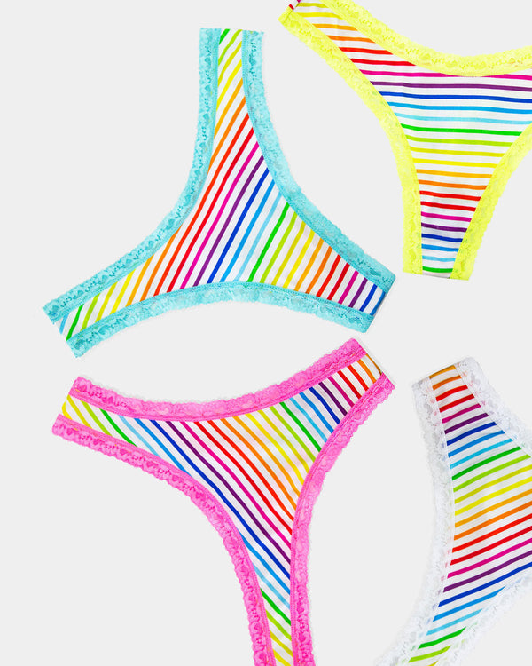 Thong Four Pack - Over the Rainbow Stripe & Stare