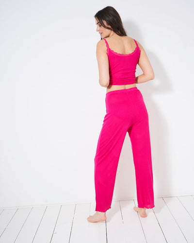 Pointelle Knit Long Pajama Bottom - Raspberry Stripe & Stare®