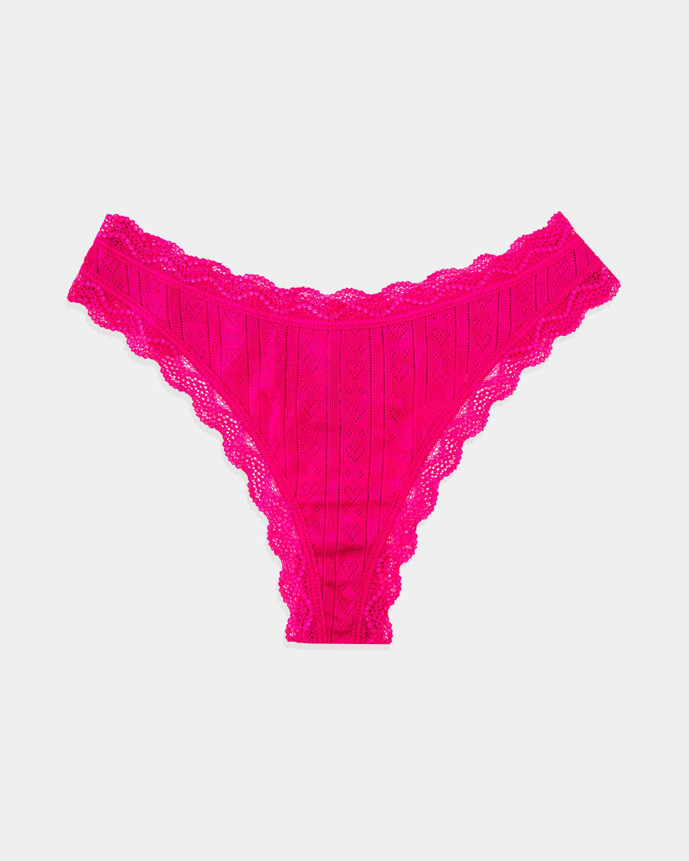 Thong - Raspberry Pointelle Knit Stripe & Stare®