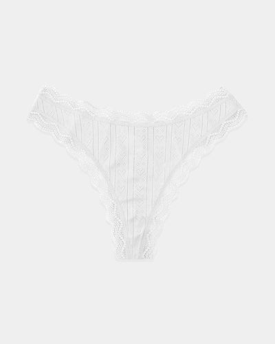 Thong - White Pointelle Knit Stripe & Stare®
