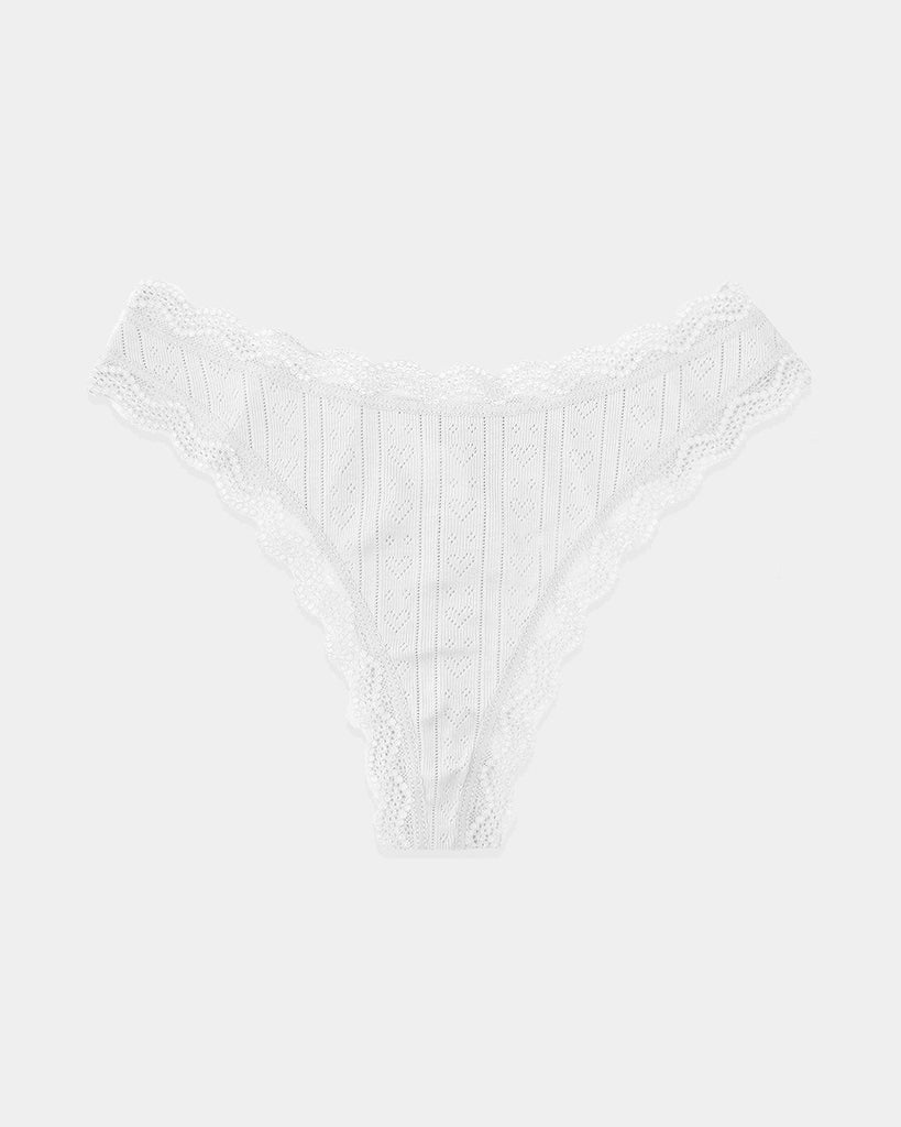 Pointelle Knit Cami & Long Pajama Bottom Set – White