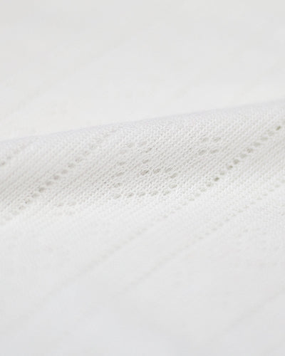 Pointelle Knit T-shirt & Long Pajama Bottom Set – White Stripe & Stare®