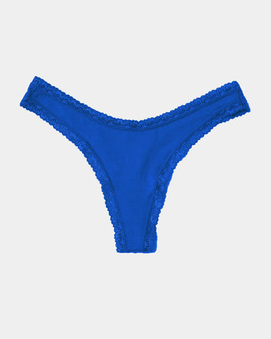 Thong - Midnight Neon Purple  Sustainable TENCEL™ Lace Underwear – Stripe  & Stare USA