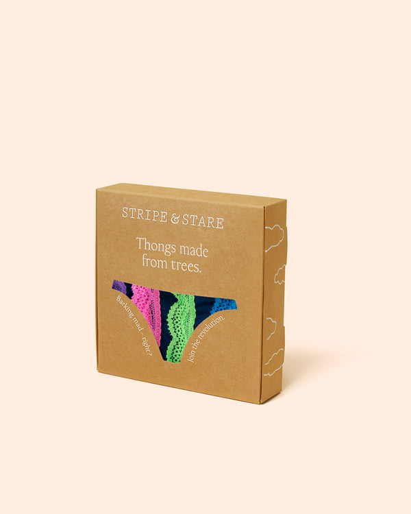 Thong Four Pack - Midnight Neon Stripe & Stare