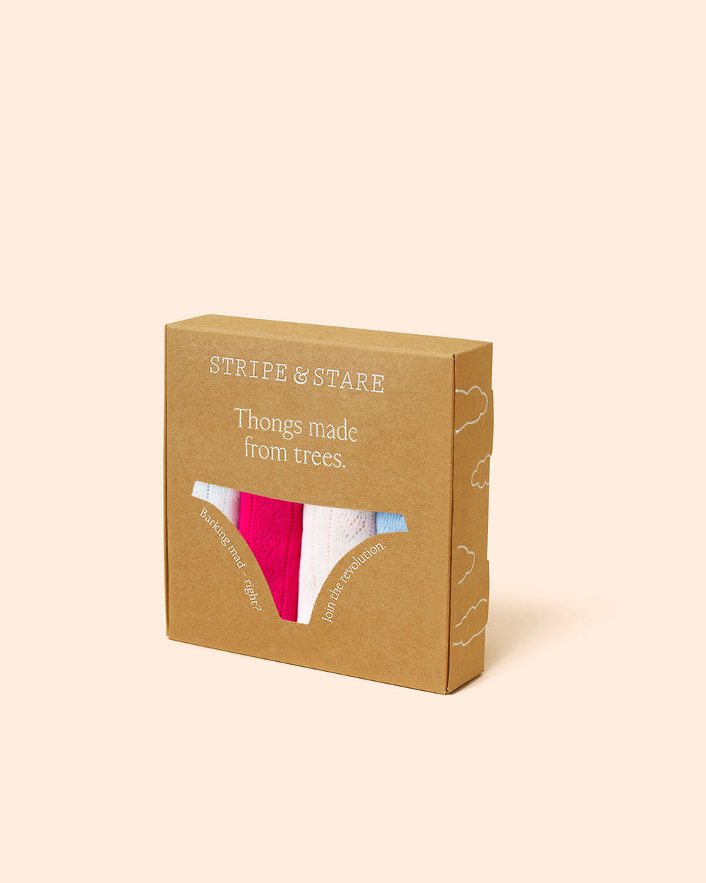 Thong Four Pack - Raspberry Pointelle Knit Stripe & Stare®