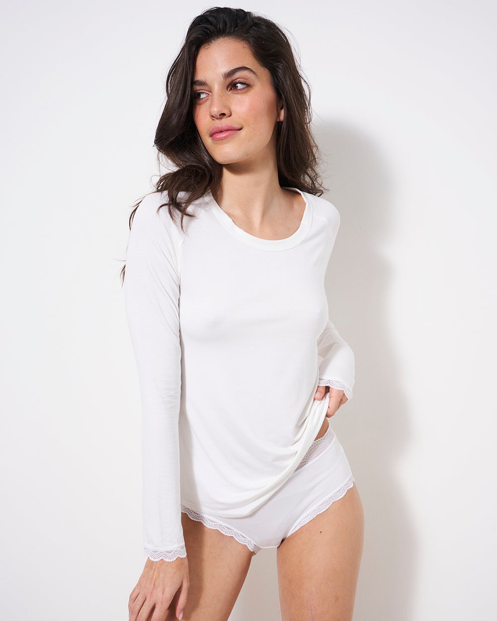 Slouch Top - White  Sustainable TENCEL™ Long Sleeve T-shirt