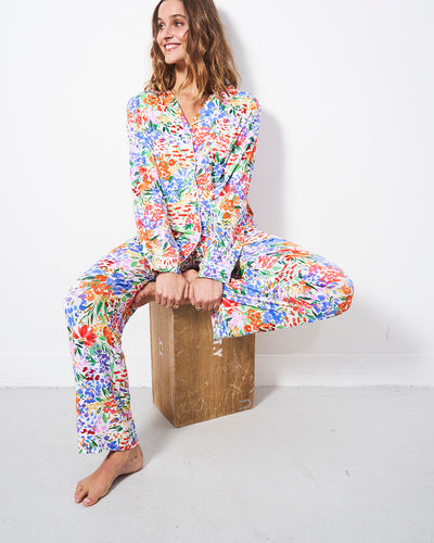 Long Pajama Set - Wildflower Stripe & Stare