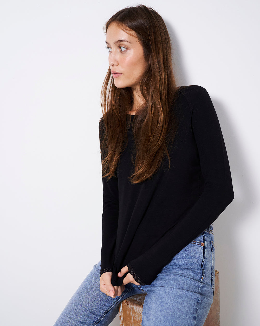 Slouch Top - Black | Sustainable TENCEL™ Long Sleeve T-shirt – Stripe ...