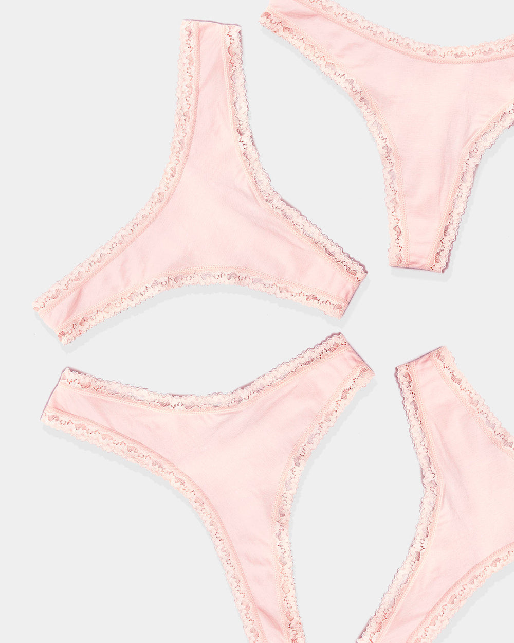Thong Four Pack - Pink a Boo  Sustainable TENCEL™ Lace Underwear – Stripe  & Stare USA