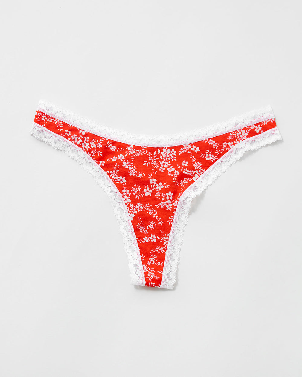 Thong - Red Ditsy Floral Stripe & Stare